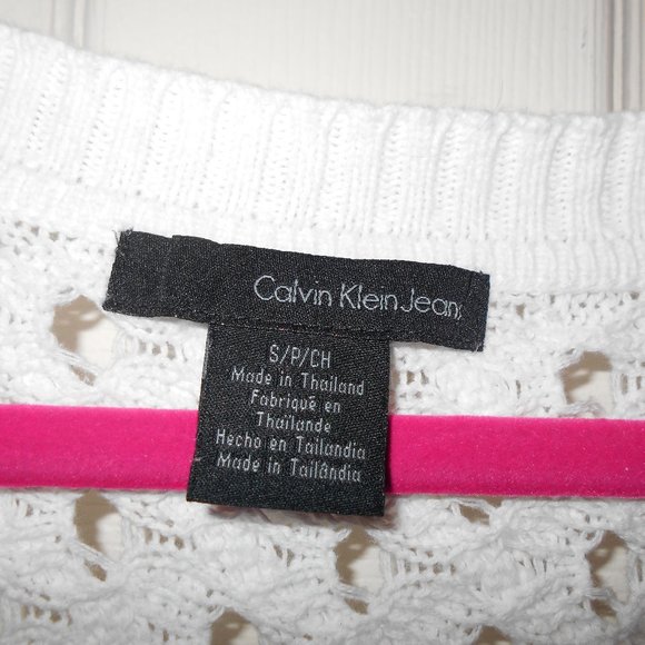 Calvin Klein Jeans White 100% Cotton Top 3/4 Sleeve Small CK - Picture 3 of 9
